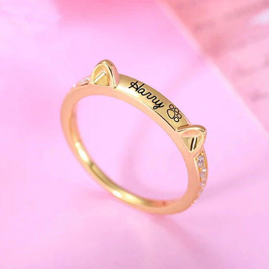 Custom Name Engraved Cat Ring - My Store