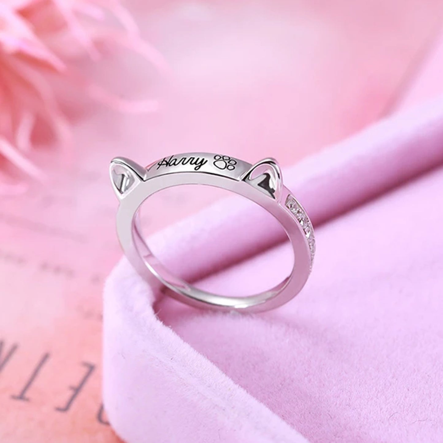 Custom Name Engraved Cat Ring - My Store